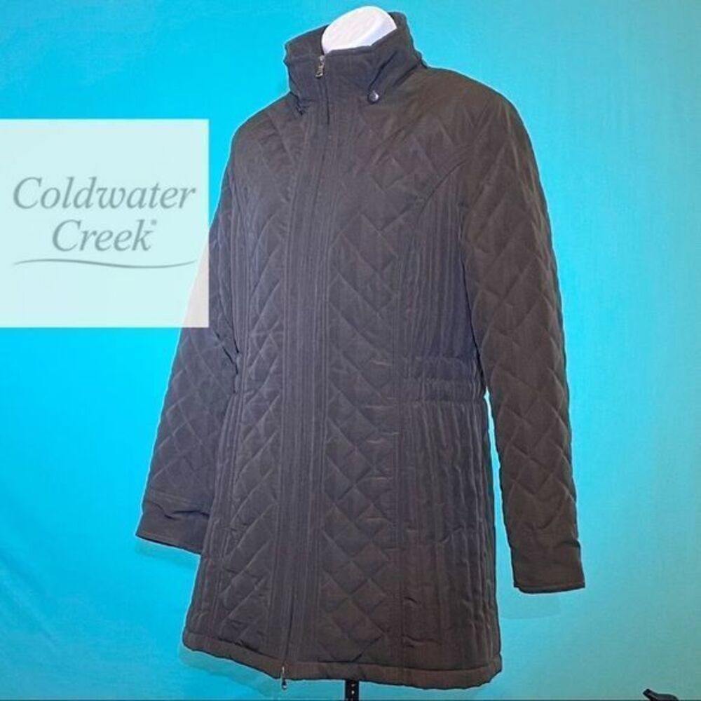 Coldwater Creek Luxury Coat Quilted Brown Small